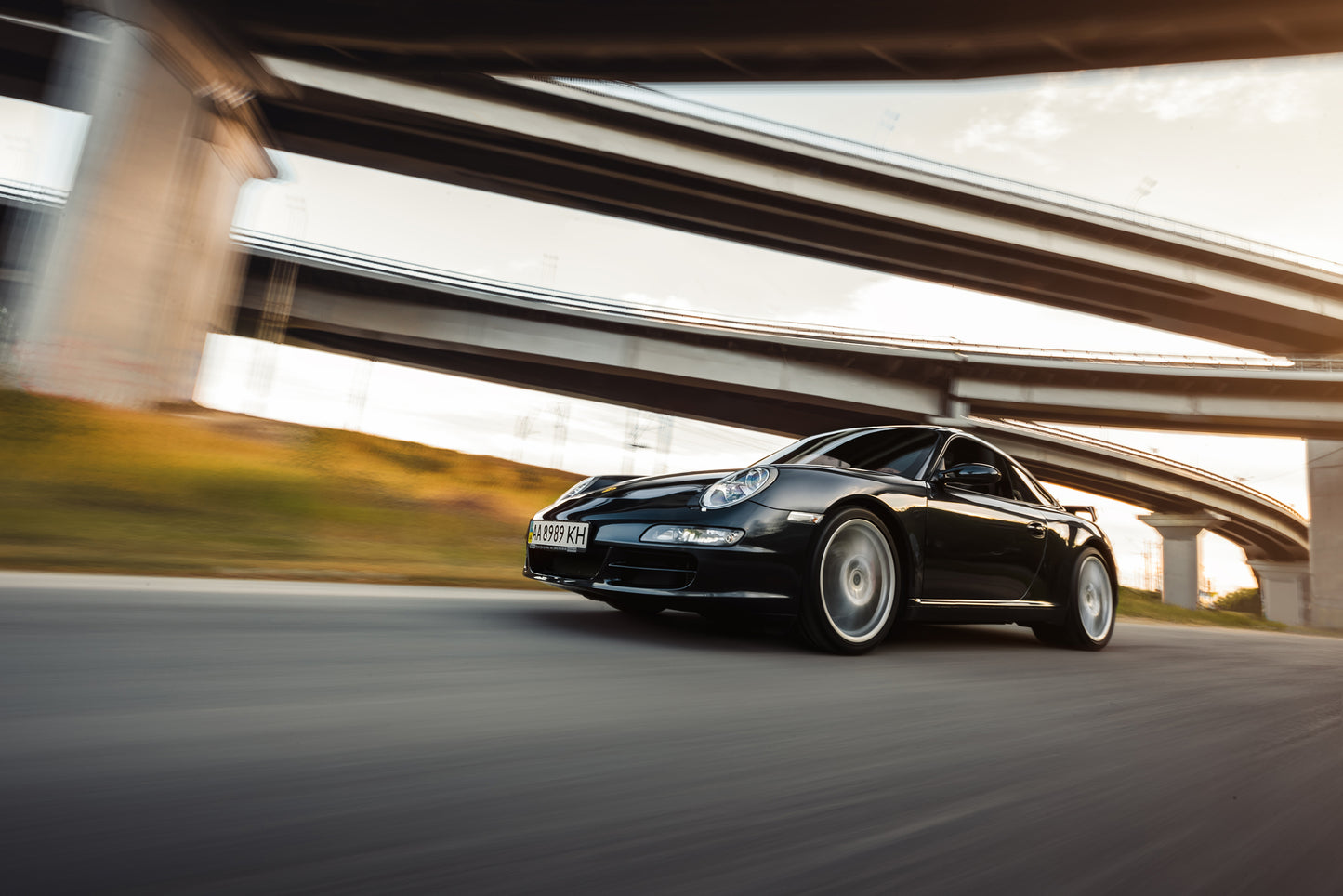 Porsche action shot - Premium Poster (321.31 x 14.22cm)